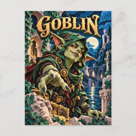 Kabouter, papier gesneden monster briefkaart (Voorkant)