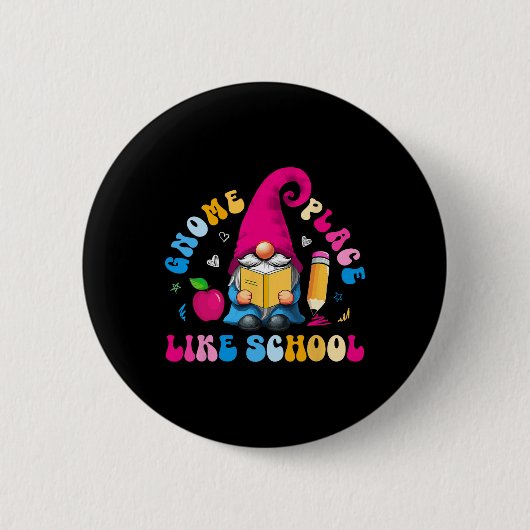 Kabouter Plaats Als School Kleurrijke Kabouter Lie Ronde Button 5,7 Cm (Voorkant)