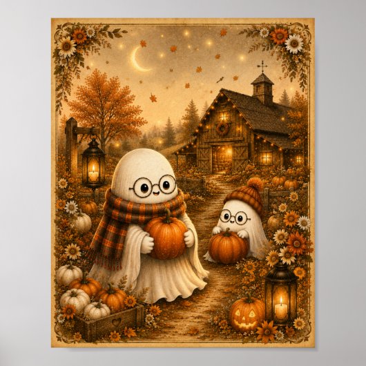 Kabouter Pompoenveld Kunstprint Poster (Voorkant)