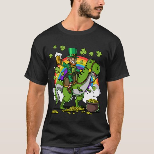 Kabouter rijdt op T-Rex dinosaurus T-shirt (Voorkant)