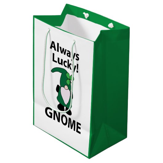 Kabouter Shamrock Geluks Kabouter St. Patrick's Da Medium Cadeauzakje (Voorkant Gekanteld)