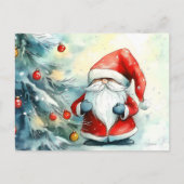 Kabouter Sinterklaas die de Kerstboom snoeit Feestdagenkaart (Voorkant)