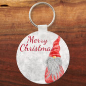 Kabouter Sinterklaas op besneeuwd veld  Sleutelhanger (Voorkant)