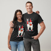 Kabouter Sinterklaas rijdt Lama rendier kerstlicht T-shirt (Unisex)