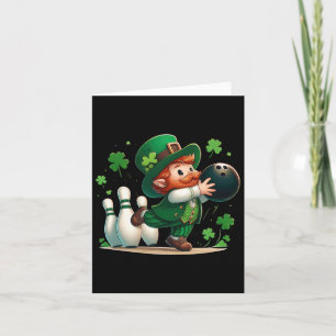 Kabouter speelt bowling St. Patrick's Day Klavertj Kaart