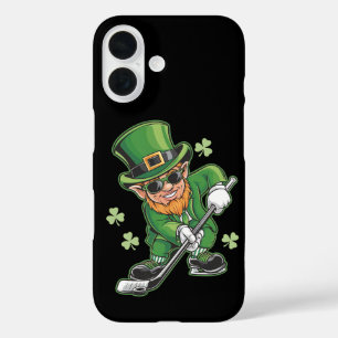 Kabouter speelt hockey St. Patrick's Day Iers iPhone 16 Hoesje