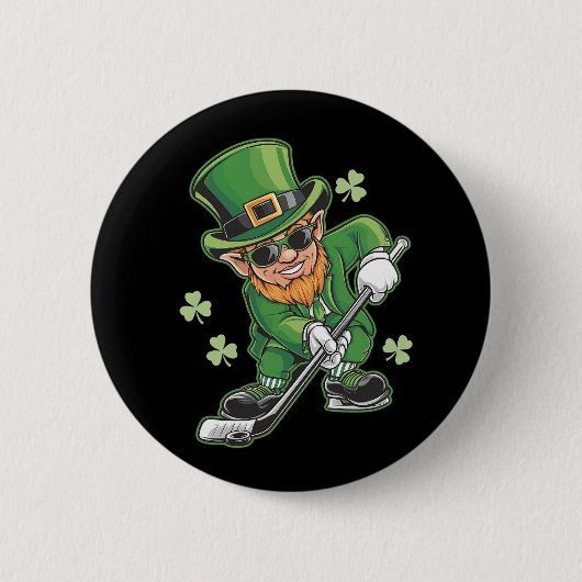 Kabouter speelt hockey St. Patrick's Day Iers Ronde Button 5,7 Cm (Voorkant)