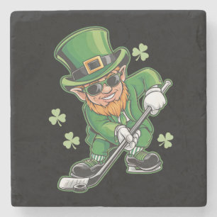 Kabouter speelt hockey St. Patrick's Day Iers Stenen Onderzetter