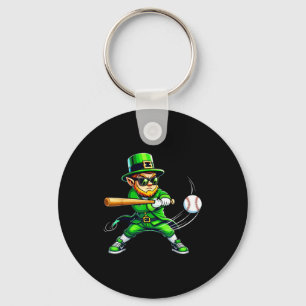 Kabouter speelt honkbal St. Patrick's Day sport Sleutelhanger