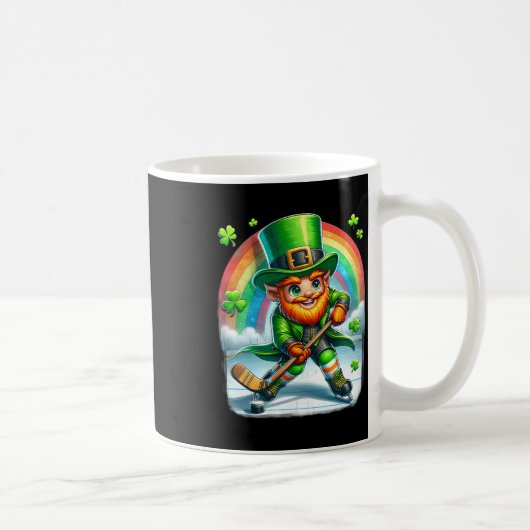 Kabouter speelt ijshockey Saint Patrick's Day Koffiemok (Rechts)