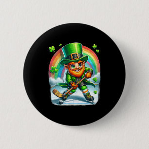 Kabouter speelt ijshockey St. Patrick's Day Ronde Button 5,7 Cm