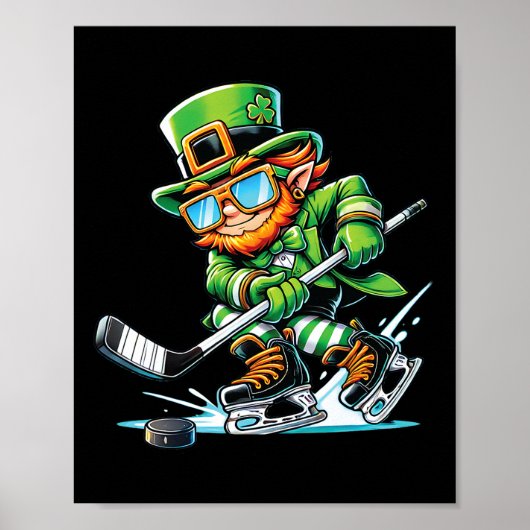 Kabouter speelt ijshockey St. Patrick's Day sport Poster (Voorkant)