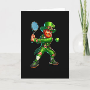 Kabouter speelt tennis Klavertje vier St. Patricks Kaart