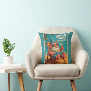 Kabouter strandvakantie ontwerp in vintage stijl kussen