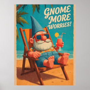 Kabouter strandvakantie ontwerp in vintage stijl poster