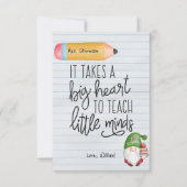 Kabouter ter waardering van de leraar met boeken bedankkaart (Voorkant)