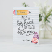 Kabouter ter waardering van de leraar met hart bedankkaart (Staand voorkant)