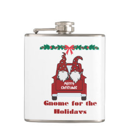 Kabouter voor de feestdagen op een heupfles