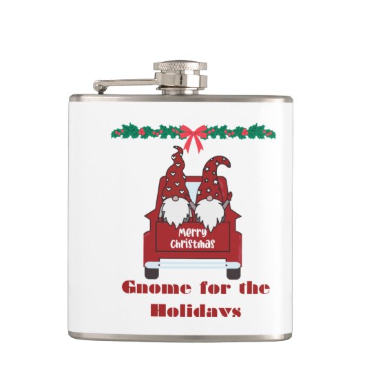 Kabouter voor de feestdagen op een heupfles (Voorkant)