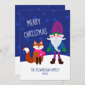 Kabouter Vos Sneeuwvlokken Persoonlijk Feestdagenkaart (Voorkant / Achterkant)