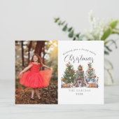 Kabouter vrolijk kerstfeest bos bos foto feestdagenkaart (Staand voorkant)