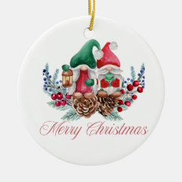 Kabouter vrolijk kerstfeest gekleed voor Kerstmis  Keramisch Ornament