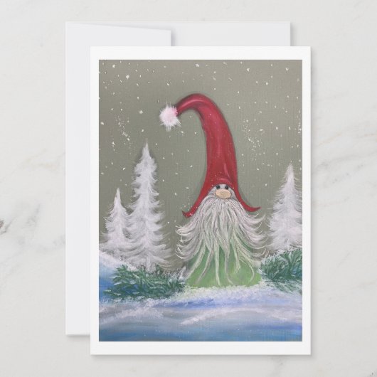 Kabouter winters scène Vlakke Kerstkaart (Voorkant)