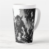 Kabouterduivels Verlaten Stad BW Retro Stripstijl Latte Mok (Rechterhoek)