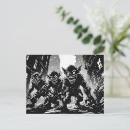 Kabouterduivels Verlaten Straat BW 50s Grafische S Briefkaart