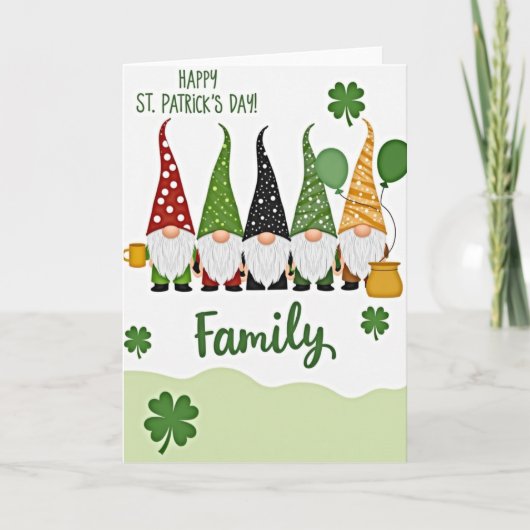 Kabouterfamilie St. Patrick's Day kaart (Voorkant)