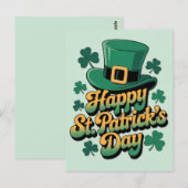 Kabouterhoed & Shamrocks Gelukkig St. Patrick's Da Briefkaart (Voorkant / Achterkant)
