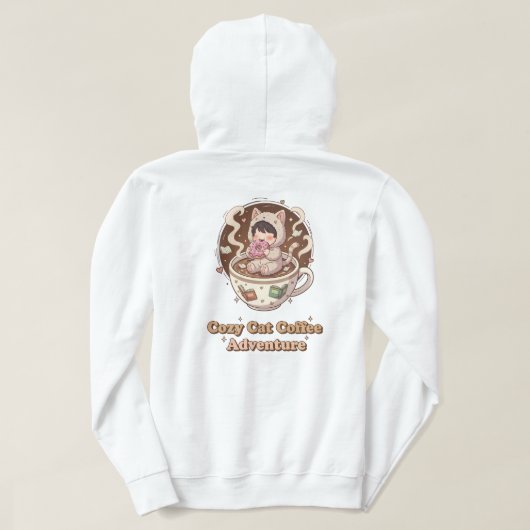Kabouterkat Koffie Avontuur Kunst Hoodie (Design achterkant)