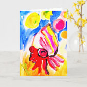 Kabouterkreeft waterverf plezier kaart (Gele Bloem)