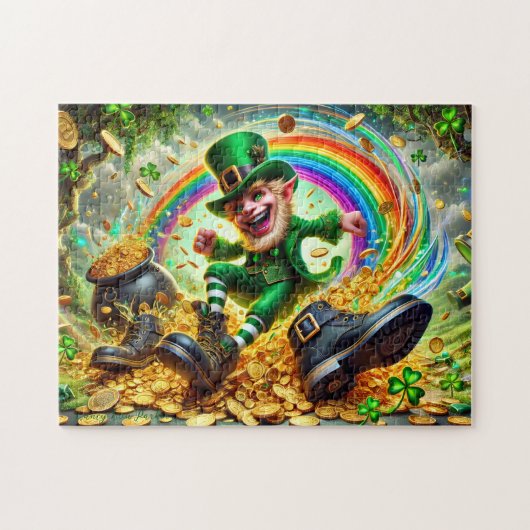 Kabouterondewand, Speelse Ierse Scene, Goud Legpuzzel (Horizontaal)