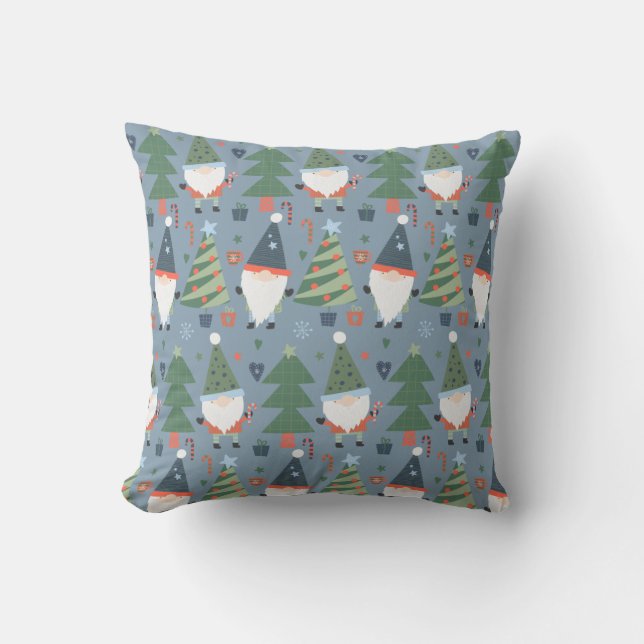 Kabouters en kerstbomen in cartoonstijl    kussen (Voorkant)