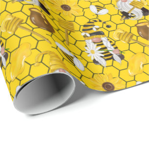 Kabouters Gele Zonnebloemen Bijen Honing Cadeaupapier