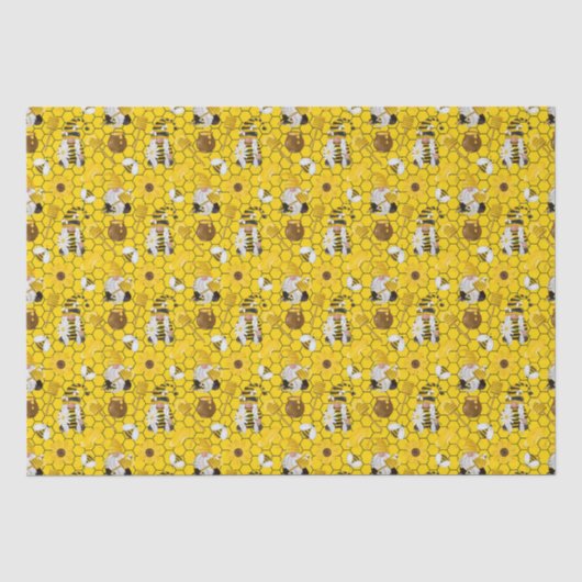 Kabouters Gele Zonnebloemen Bijen Honing Tissuepapier (Voorkant)