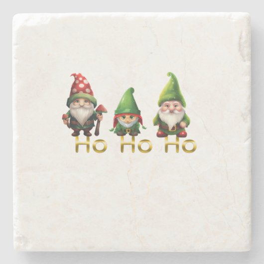 Kabouters Ho Ho Ho Kerstmis Stenen Onderzetter (Voorkant)