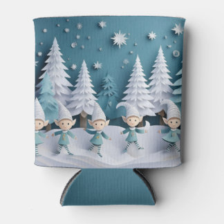 Kabouters in de sneeuw Kerstmis  Blikjeskoeler