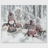  kabouters in de sneeuwtekening cadeaupapier (Vlak)