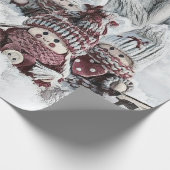  kabouters in de sneeuwtekening cadeaupapier (Hoek)