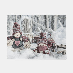 kabouters in de sneeuwtekening deurmat
