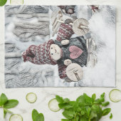kabouters in de sneeuwtekening theedoek (Gevouwen)