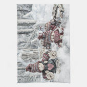 kabouters in de sneeuwtekening theedoek (Verticaal)