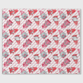 Kabouters in kerst rood cadeaupapier (Vlak)