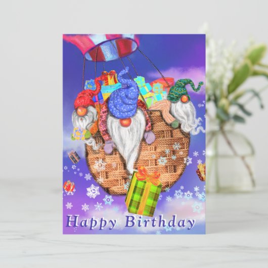 Kabouters met Geschenken Verjaardagskaart (Staand voorkant)