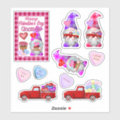 Kabouters met kleine rode vrachtwagens valentijnst sticker (Vel)