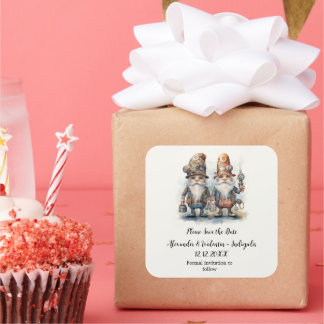 Kabouters redden de datum vierkante sticker