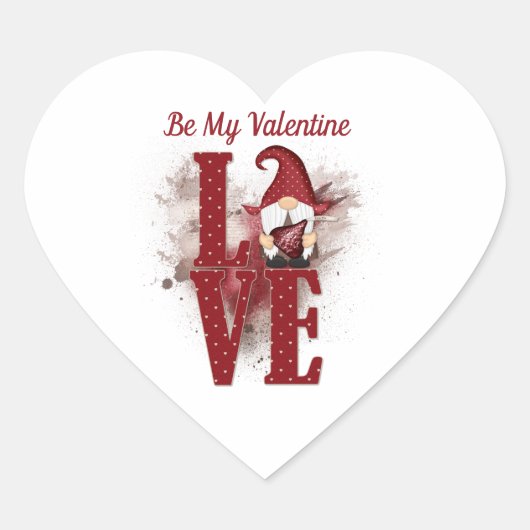 Kabouters Rode Liefde Schattig Valentijnsdag  Hart Sticker (Voorkant)