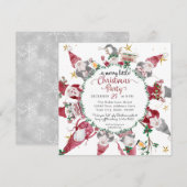 Kabouters Schattig Rood Grijs Feestelijke Kerstpar Feestdagenkaart (Voorkant / Achterkant)